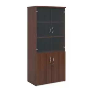 Image of Universal combination unit with glass upper doors 1790mm high with 4 shelves - walnut