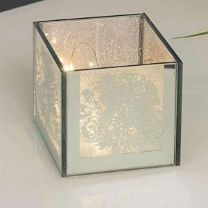 Image of Mirror Glass Tree Design Box with LED Lights 8cm x 8cm
