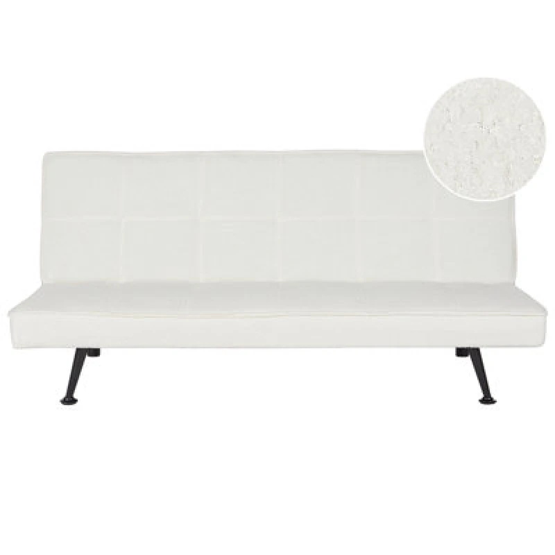 Image of Beliani Sofa Bed 3 Seater Hasle Boucle White