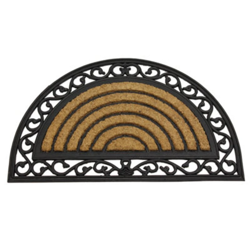 Image of JVL Karina Half Moon Rubber TuffScrape Coir Doormat 45x75cm Brown