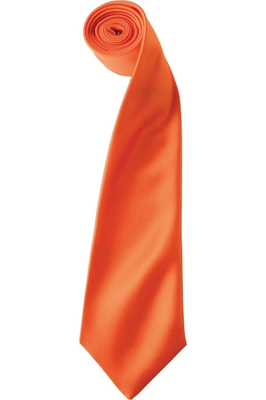 Image of Premier Premier Men Plain Satin Tie (Narrow Blade) in Orange Orange One Size Male 5055805451941