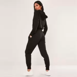 Missguided Hooded Zip Up Jumpsuit - Black