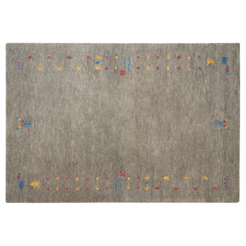 Image of Beliani Rug Seymen Grey 140 X 200 Cm Wool Gabbeh