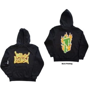 Image of Billie Eilish - Airbrush Flames Blohsh Unisex Large Hoodie - Grey
