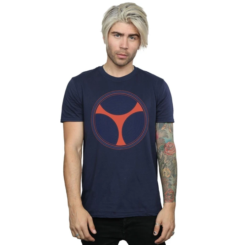 Image of Marvel Marvel Men Black Widow Movie Taskmaster Distressed Shield T-Shirt in Navy Size: Small Navy S Male 5059400805833