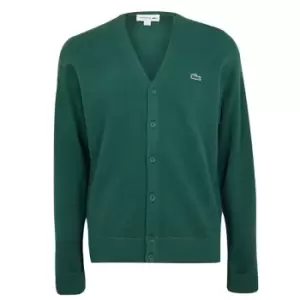 image of Mens Lacoste Relaxed Fit Tone-on-Tone Buttons Wool Cardigan Size 7 - XXL Green