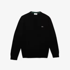 image of Lacoste Mens Crew Neck Wool Sweater Size 4 - M Black