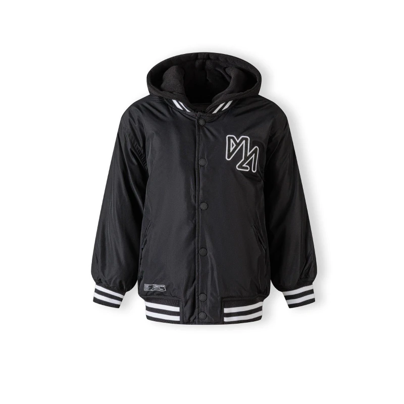 Image of Minoti Boys baseball style jacket detachable hood Black male 2-3 Yrs
