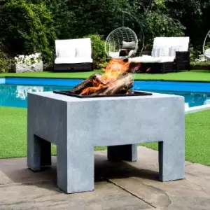 Image of Ivyline 40cm Square Firebowl & Square Console - Cement