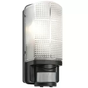 image of BLACK IP44 Outdoor Wall Bulkhead Light & 10m PIR Motion Sensor 60W E27 Edison