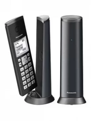 Image of Panasonic Kx-Tgk222Em Digital Cordless Telephone With 1.5" Lcd Screen, Nuisance Call Blocker And Answering Machine, Twin Dect, Graphite Grey