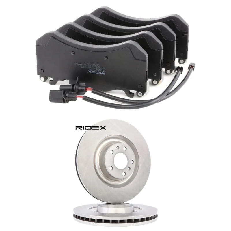 Image of RIDEX 3405B2111 Brake disc and pads set with counterweights, Front Axle, Brake Disc Type: Vented, incl. wear warning contact Brake Set,disc brakes (3