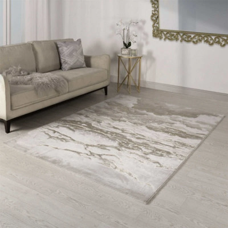 Image of Beige Modern Easy To Clean Abstract Rug For Dining Room Bedroom And Living Room-160Cm X 230Cm