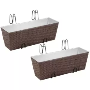 Image of Balcony Trapezoid Rattan Planter Set 50cm 2 pcs Brown Vidaxl Brown