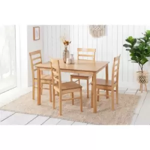 image of Cottesmore Rectangle Dining Set with 4 Upton Chairs Brown - Brown