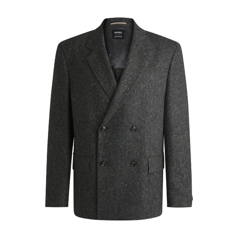 Image of Boss Mens Cris Double Breasted Formal Jacket Medium Grey male 34 (44)