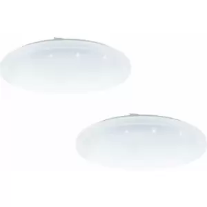 image of Loops - 2 pack Flush Ceiling Light White Shade White Plastic With Crystal Effect LED 24W