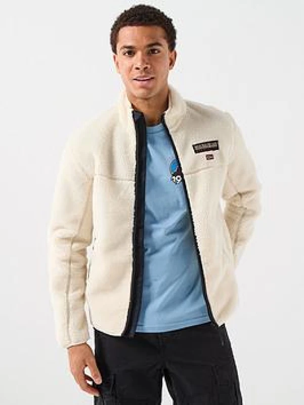 Image of Napapijri Beige Tynik Full-Zip Fleece Stone Male XL 229110UK