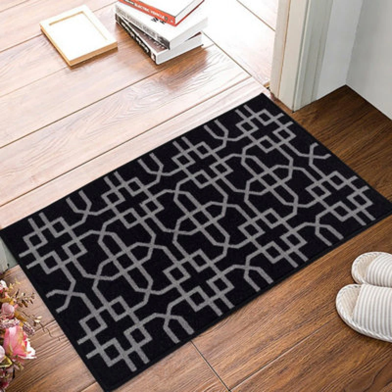 Image of Smart Living Smart Living Siam Heavy Duty Machine Washable Hallway Kitchen Non Slip Door Mat in Black Size: 57cm x 90cm Black 57cm x 90cm Unisex 867