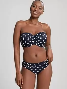 Panache Anya Riva Spot Twist Bandeau Bikini Top - Navy/Cream, Navy/Cream, Size 34G, Women