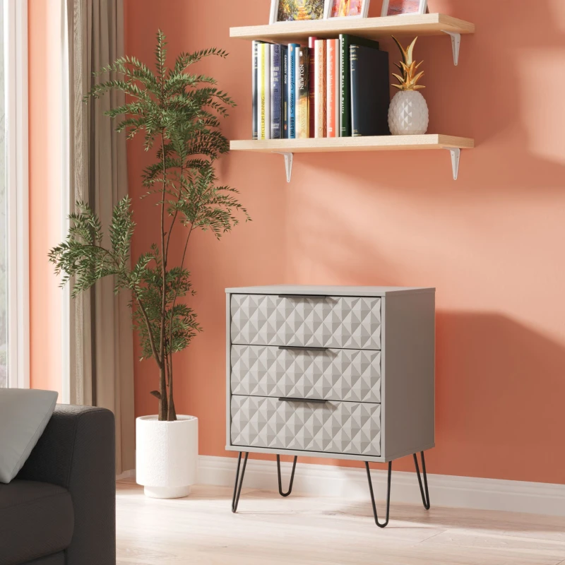 Image of Ready Assembled 2 U Islay 3 Drawer Chest (Ready Assembled) in Dark Grey Dark Grey Unisex