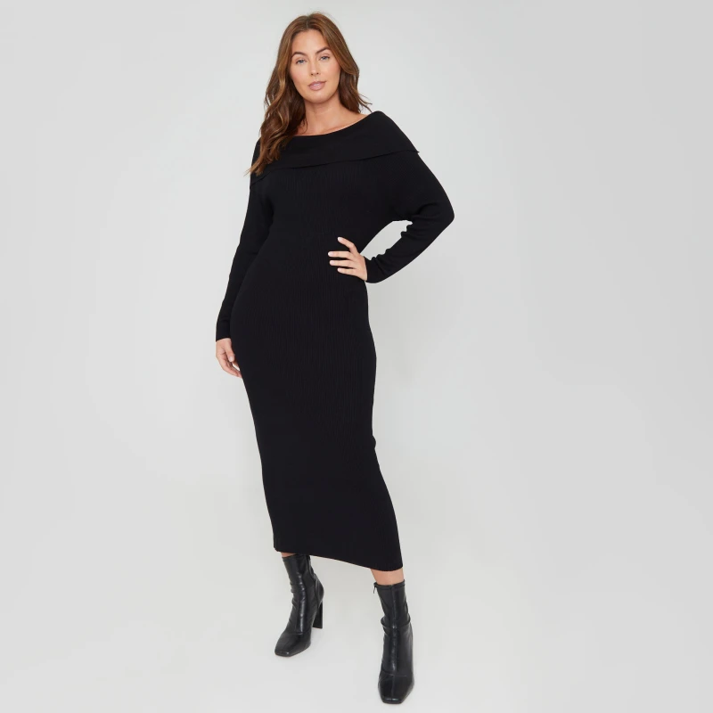 Image of Be You You Bardot Dress - Black 8