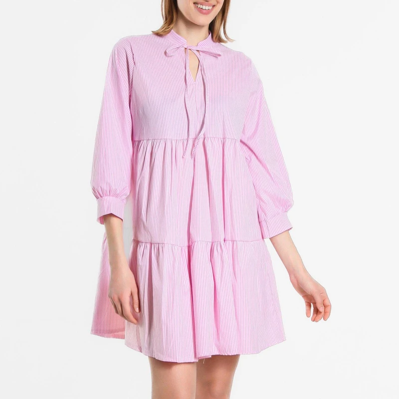 Image of Be You Stripe Tiered Short Dress - Pink Pink 10