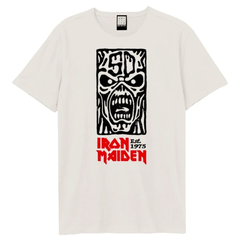 Image of Amplified Amplified Men 50th Totem Pole Iron Maiden T-Shirt in White Size: 3X-Large White XXXL Male 5063806408253