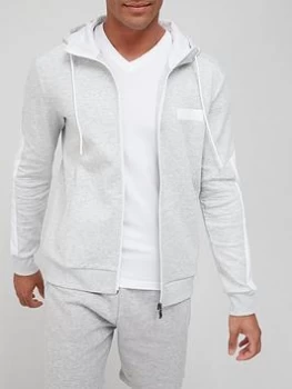 Image of Hugo Boss Athleisure Saggy Batch Logo Zip Through Hoodie Grey Size 2XL Men