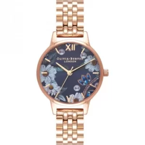 Image of Bejewelled Florals Rose Gold Bracelet Watch