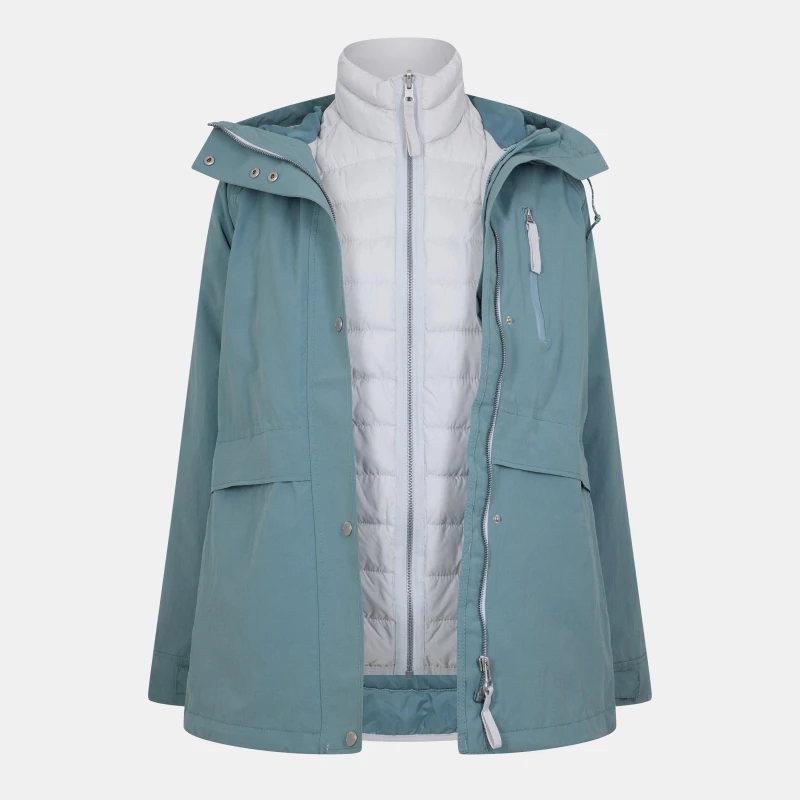 Image of Craghoppers 'Saltaire 3 in 1' Cotton-Blend Water-Repellent Hiking Jacket Duck Egg Blue female