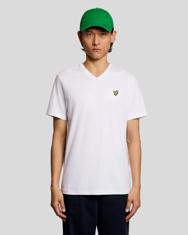 Image of Lyle & Scott Mens Cotton V-Neck T-Shirt in White