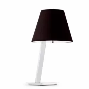 image of Moma 1 Light Table Lamp Chrome, White with Black Shade, E27