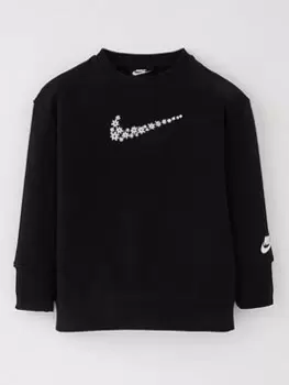 Image of Nike Younger Girls Bf Daisy Crew, Black, Size 4-5 Years