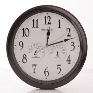 Image of Rhythm Wall Clock Arabic Dial, Thermometer,Hygrometer,Silent