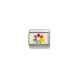 image of Classic Gold Enamel Rainbow Flower Link Charm 030263/20