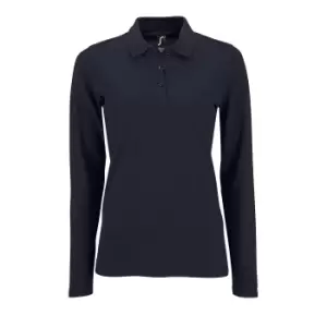 Image of SOLS Womens/Ladies Perfect Long Sleeve Pique Polo Shirt (L) (French Navy)