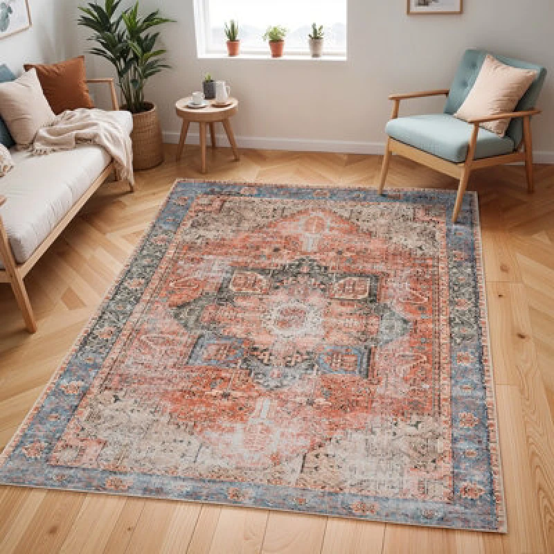 Image of Livabliss Machine Washable Traditionnal Boho Brown/tan/ivory Lana Area Rug 200 X 275cm - Easy Care, Ideal For Living Room & Bedroom