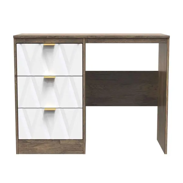 Image of Welcome Furniture Ready Assembled Las Vegas Vanity In White Matt & Vintage Oak LVF031WMVO