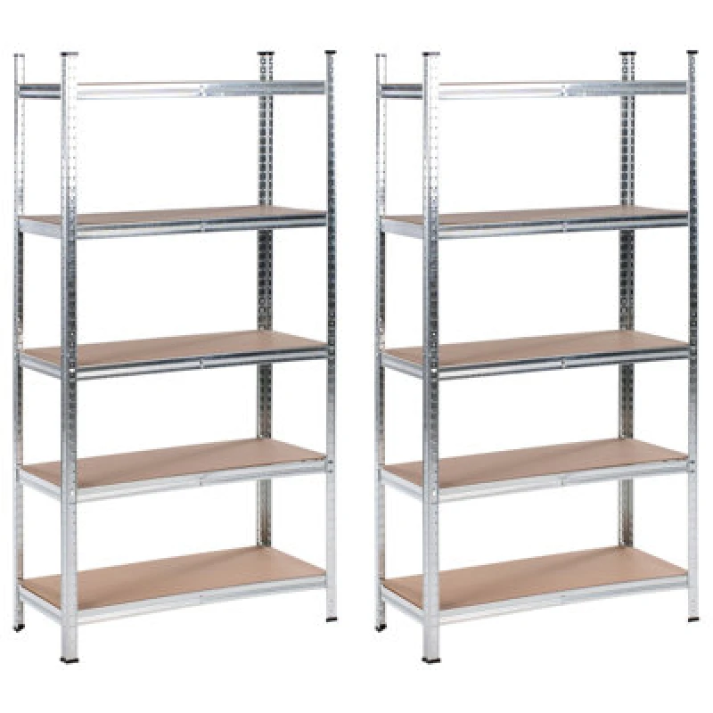 Image of Beliani Set Of 2 Garage Shelves Xitta Metal 90 Cm 40 Cm Silver