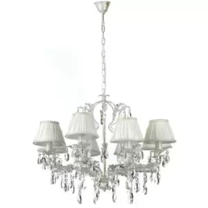 image of Onli Karen 8 Light Multi Arm Chandelier With Shades, Ivory