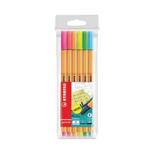 image of Stabilo Point 88 Fineliner Pens Neon Pack of 6 886-1 SS49345