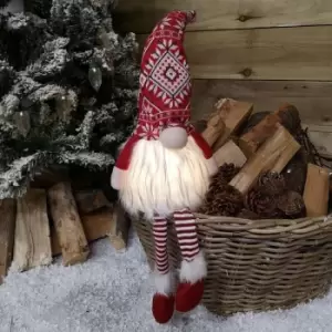 Image of 42cm Red Christmas Light Up Gnome Gonk Nordic Decoration Sitting Dangly Legs