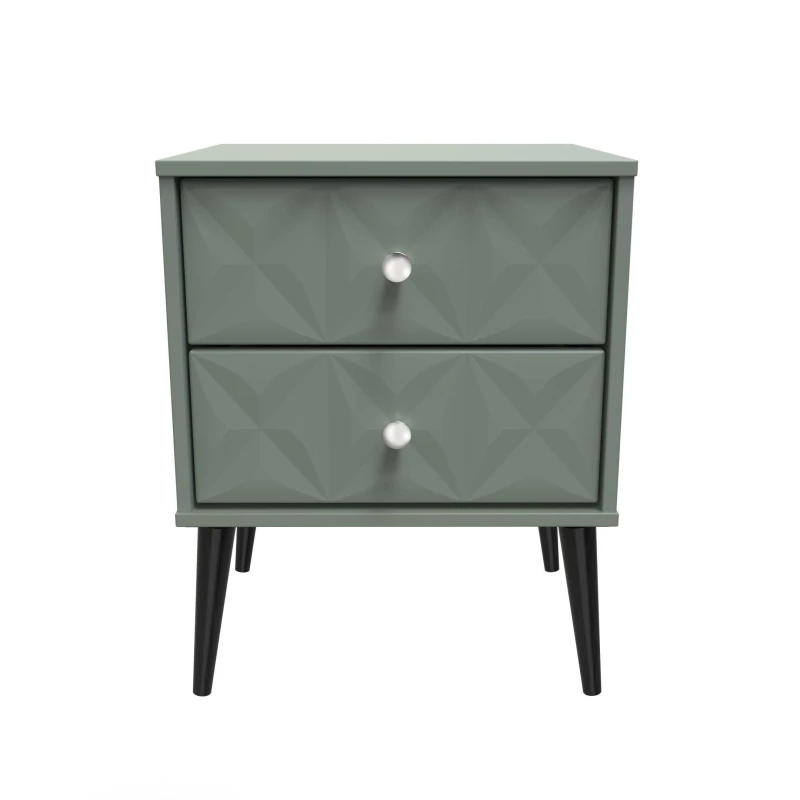 Image of Toledo 2 Drawer Bedside Cabinet In Reed Green (Ready Assembled)