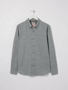 Image of FatFace Witley Mini Floral Print Shirt - Grey, Size XL, Men