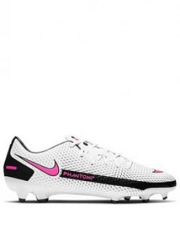 Image of Nike Mens Phantom Gt Academy Firm Ground Football Boot, White/Pink, Size 10, Men