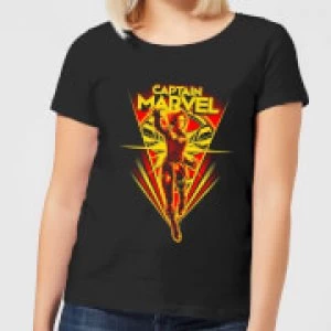 Image of Captain Marvel Freefall Womens T-Shirt - Black