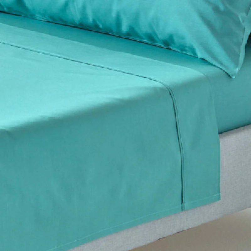 Image of Homescapes Teal Egyptian Cotton Flat Sheet 200 Tc, Double
