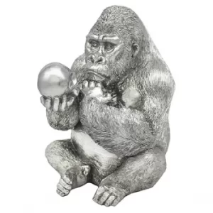 image of Small Silver Art Gorilla Ornament