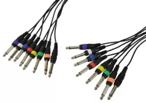 image of "Cobra Mono 3m 8 Way Loom With Colour Coded 1/4" (6.35mm) Jacks on Both Ends"